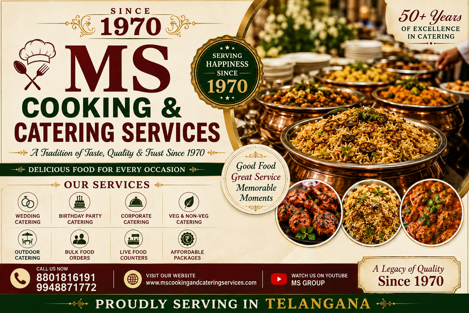 Best Non Veg Catering Services & Veg Caterers in Hyderabad | MS Cooking and Catering Service Since 1970