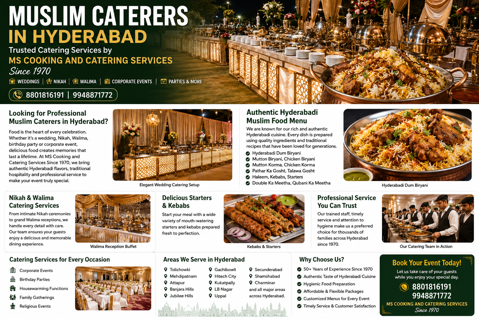 Muslim Caterers in Hyderabad – Trusted Catering Services by MS Cooking and Catering Services Since 1970