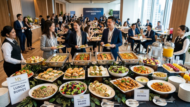 Now give me a horizontal image 1200x800px to set post feature image OF CORPORATE CATERING SERVICE